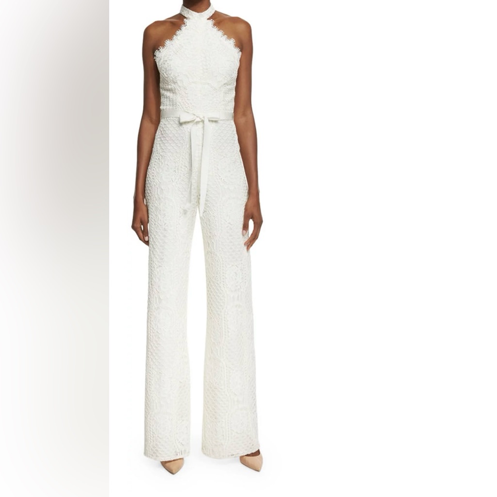 Alexis Maylina Sleeveless Grecian Lace Jumpsuit, Ivory Xs Bridal